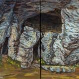 Bernard Bailly, La source du Lison, peinture acrylique sur toile, 60 x160 cm