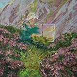 Bernard Bailly, Au travail sur le terrain, Peinture acrylique sur toile, 100 x 80 cm