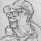 Bernard Bailly, Autoportrait, Lulworth Cove, juin 20219, crayon sur papier, 21 x 29,7 cm